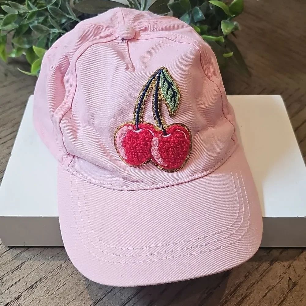 Pink Cap with Cherry Patch OSFA